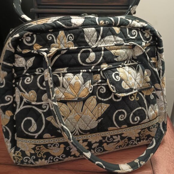 Vera Bradley Large Bowler in Yellow Bird Pattern - Picture 1 of 6
